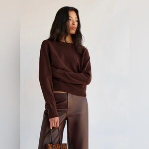 Reformation brown cashmere crewneck sweater